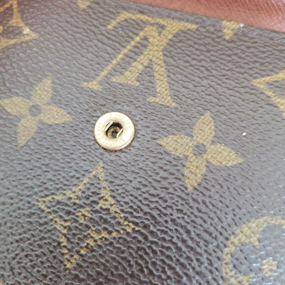 LOUIS VUITTON LV Vintage 1995 Monogram Leather Wallet Brown Medium Trifold Elise - Picture 13 of 13
